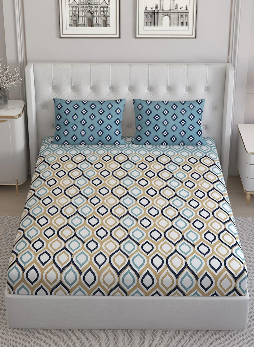 152TC Pure Cotton King Bedsheet with 2 Pillow Covers - Image 3