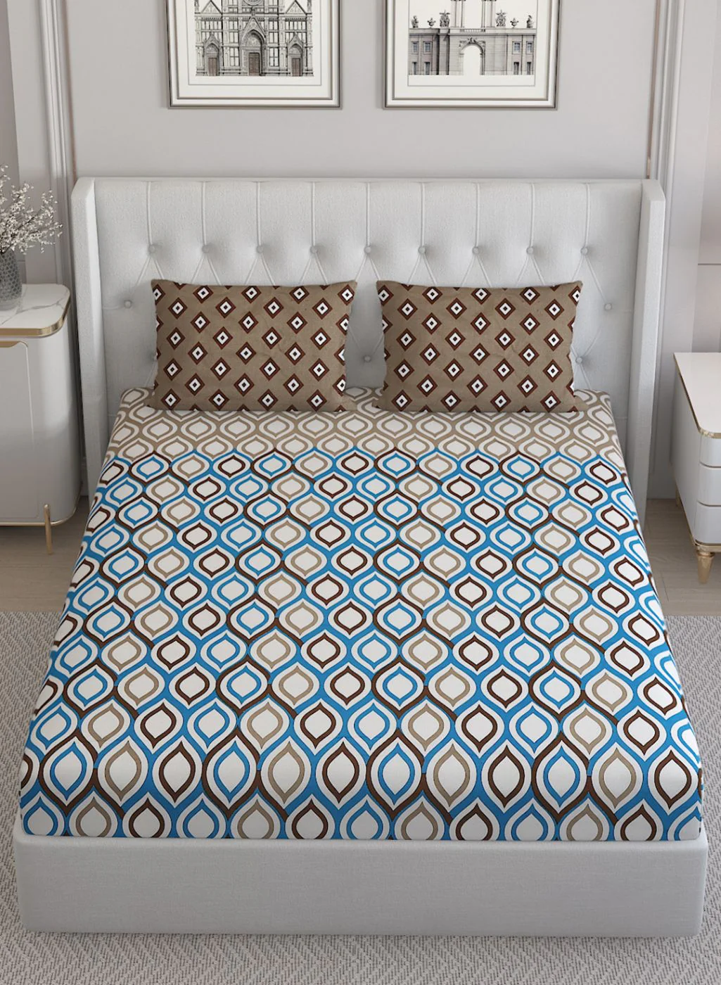 152TC Pure Cotton King Bedsheet with 2 Pillow Covers - Image 3