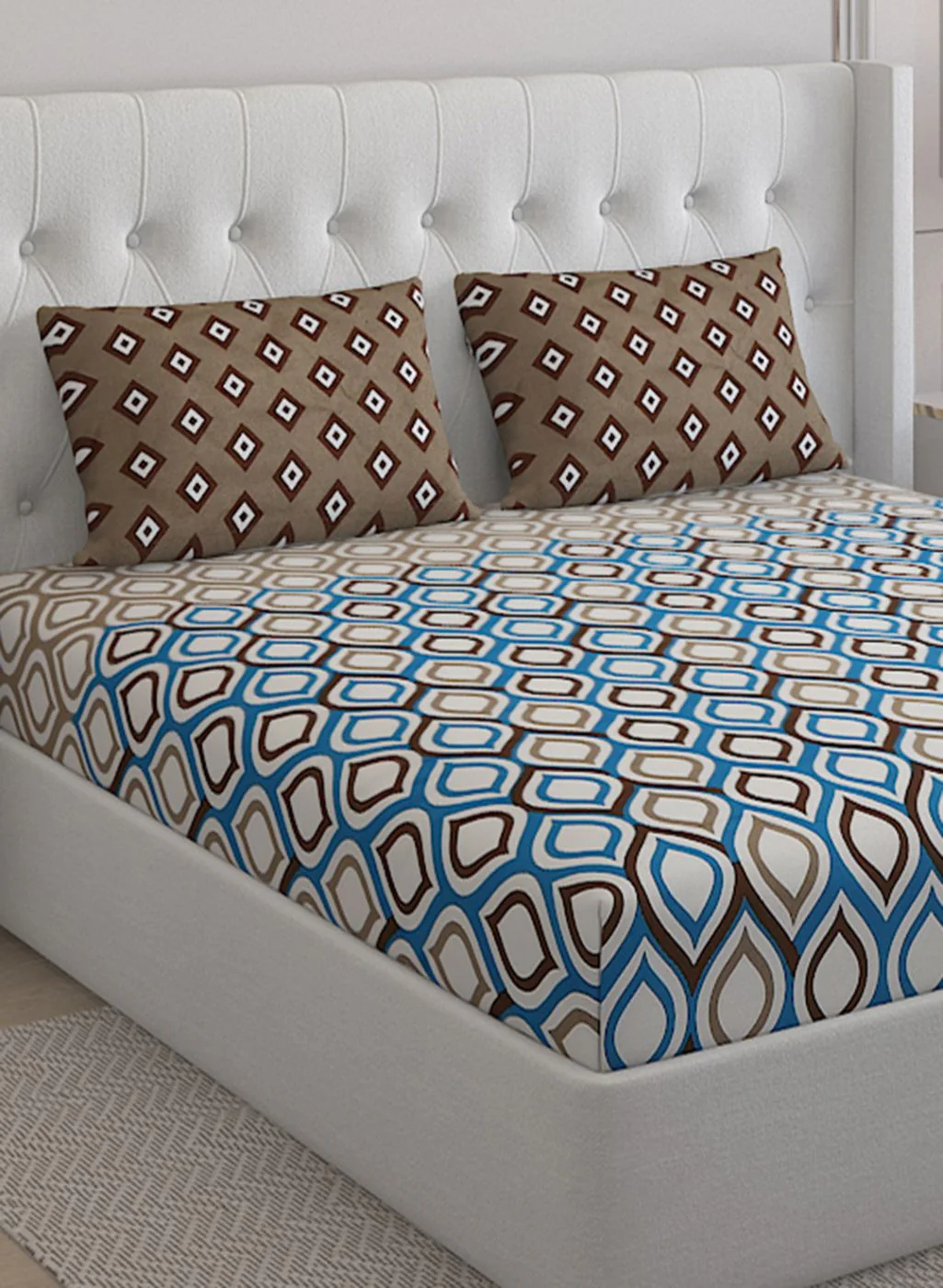 152TC Pure Cotton King Bedsheet with 2 Pillow Covers - Image 4