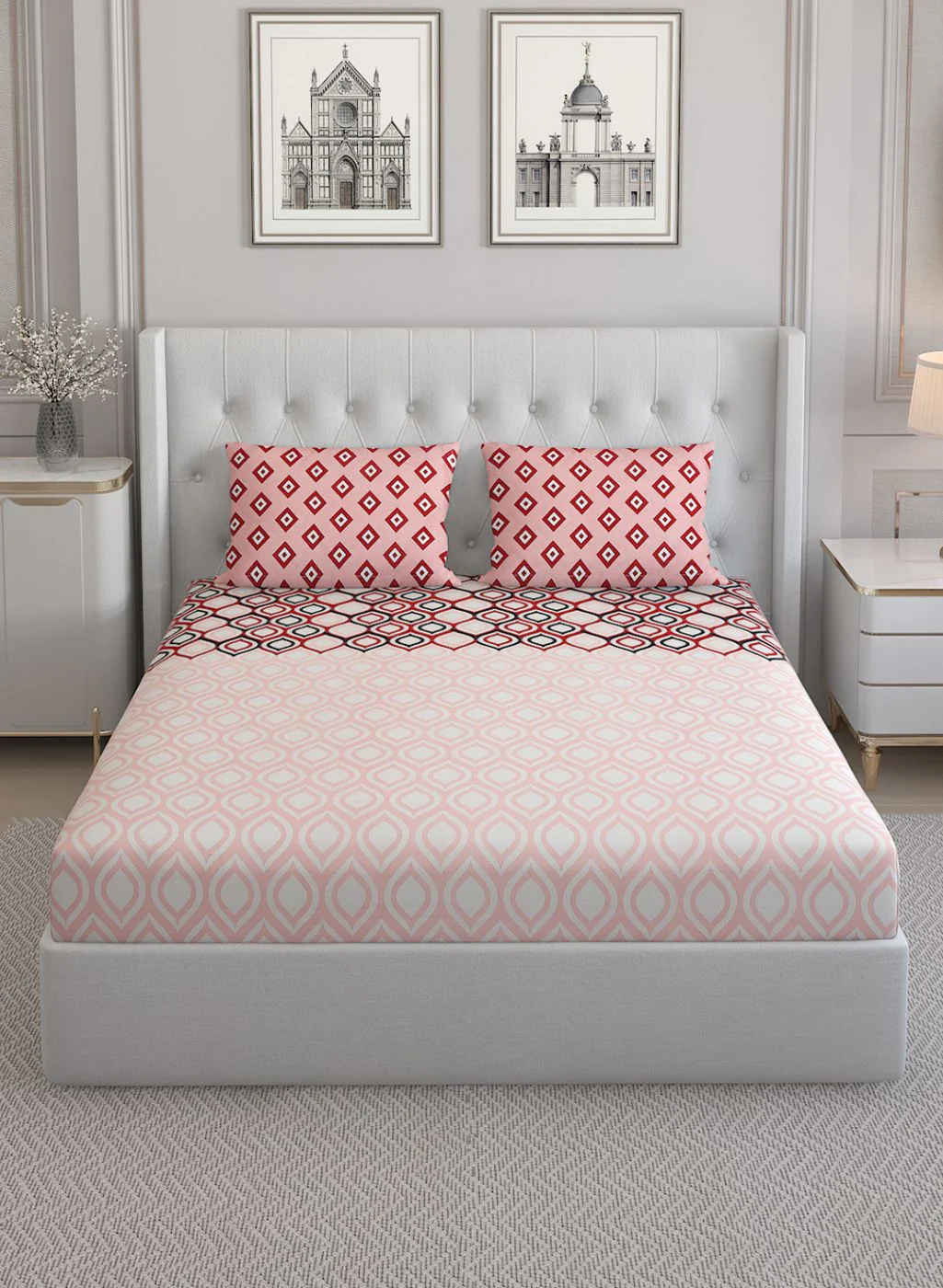 152TC Pure Cotton King Bedsheet with 2 Pillow Covers - Image 2