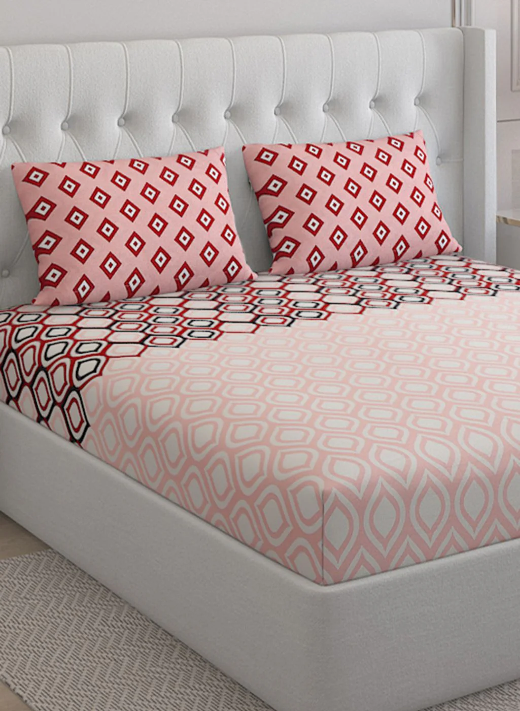 152TC Pure Cotton King Bedsheet with 2 Pillow Covers - Image 4