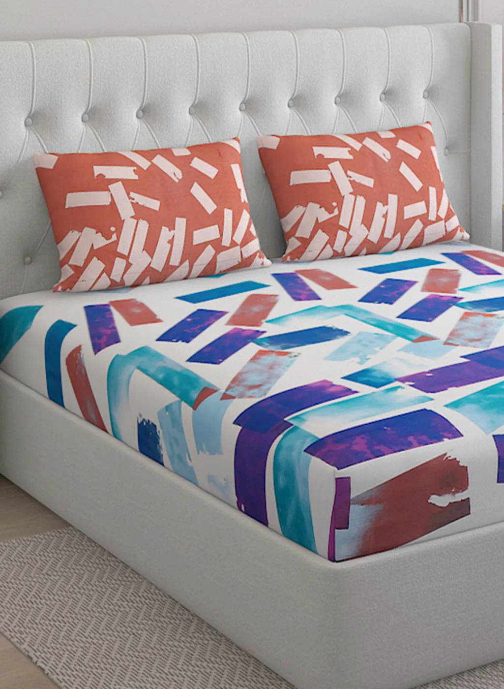 152TC Pure Cotton King Bedsheet with 2 Pillow Covers - Image 4