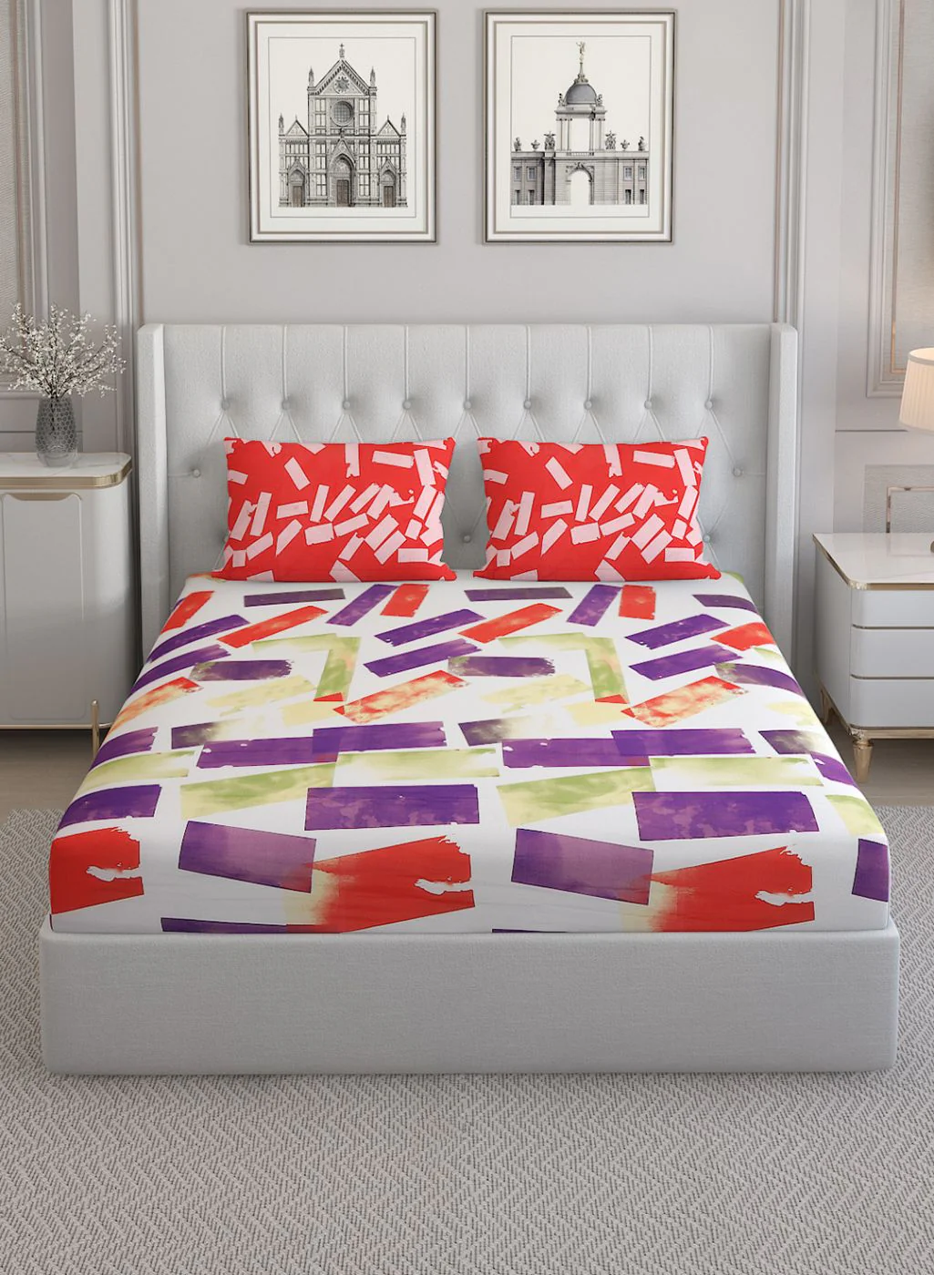 152TC Pure Cotton King Bedsheet with 2 Pillow Covers - Image 2
