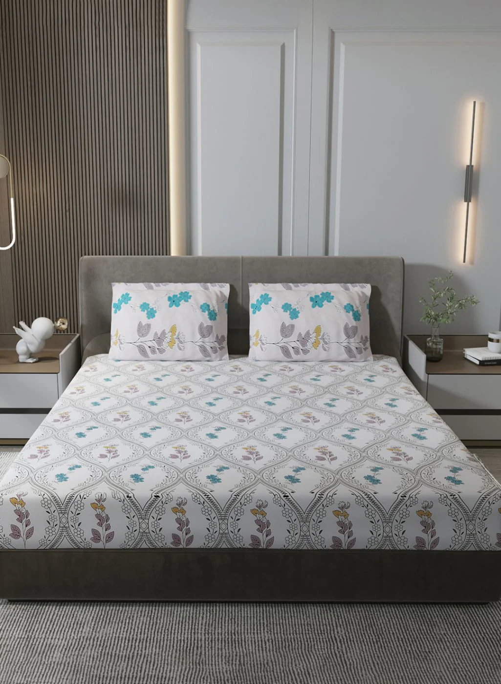 180TC Pure Cotton King Bedsheet with 2 Pillow Covers - Image 2