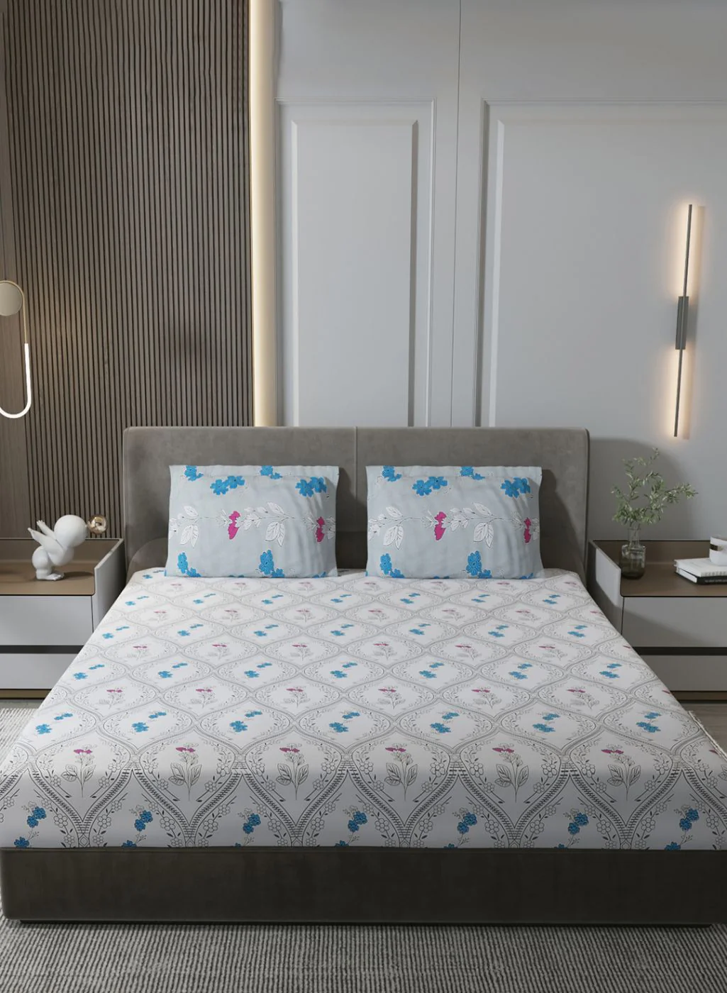 180TC Pure Cotton King Bedsheet with 2 Pillow Covers - Image 2