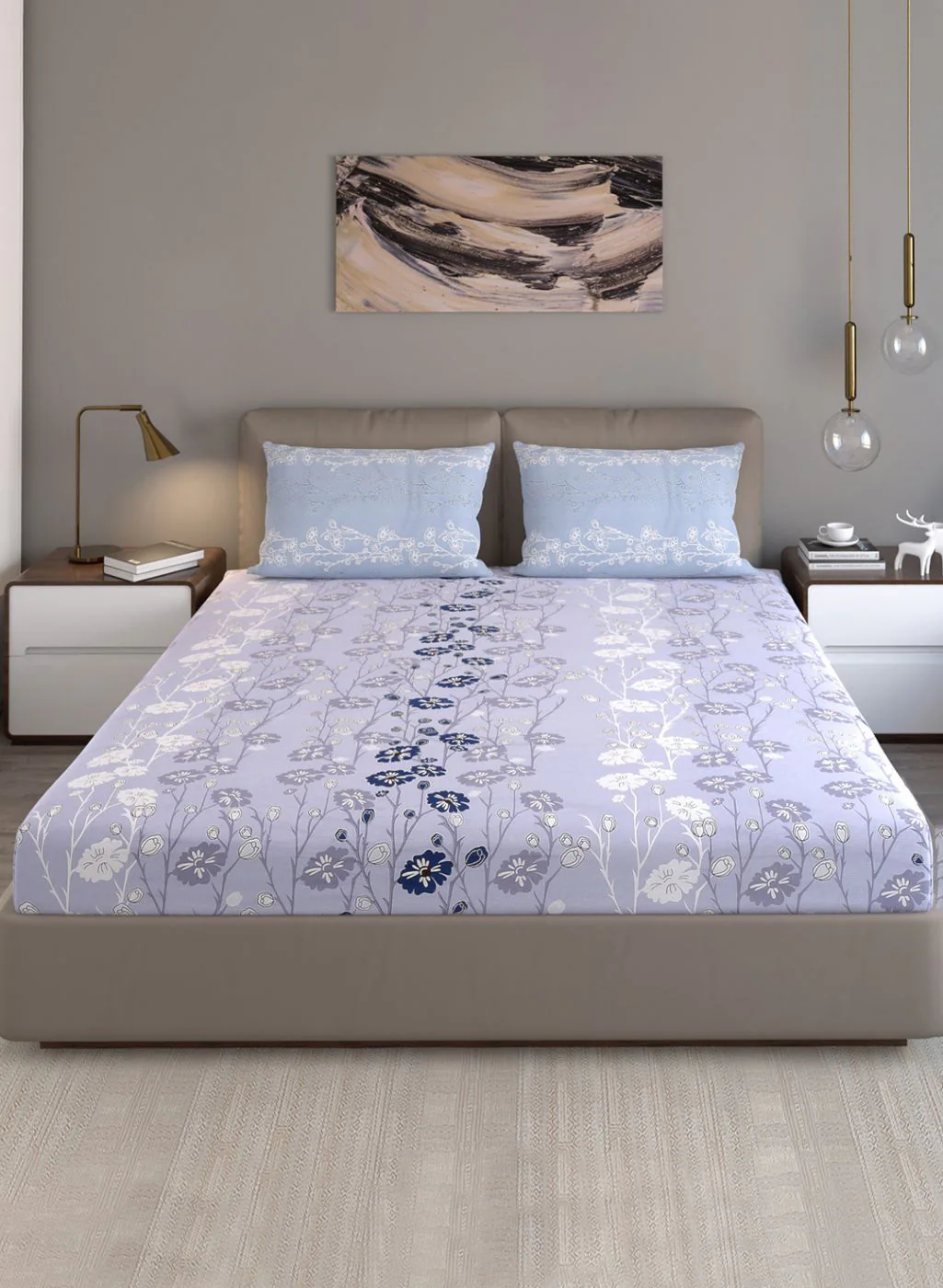 180TC Pure Cotton King Bedsheet with 2 Pillow Covers - Image 2