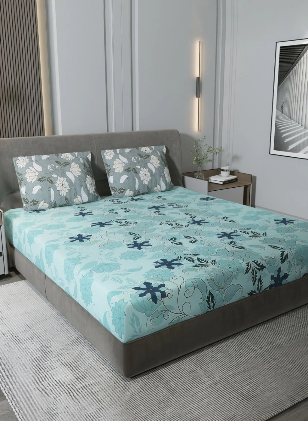 180TC Pure Cotton King Bedsheet with 2 Pillow Covers