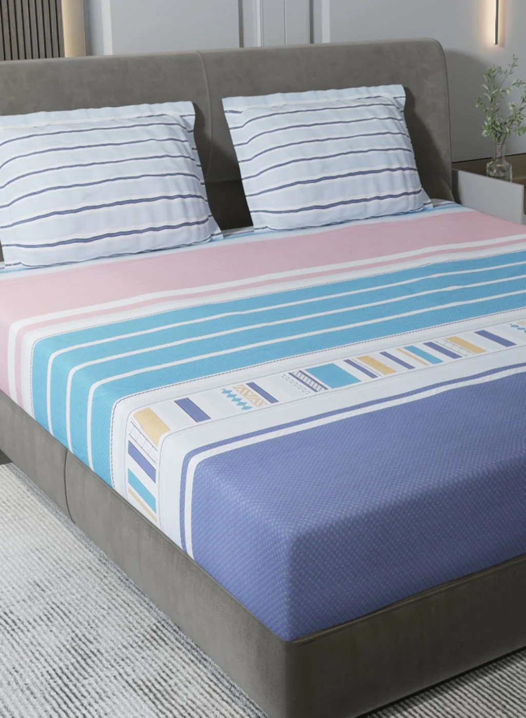 200TC Pure Cotton King Bedsheet with 2 Pillow Covers - Image 4