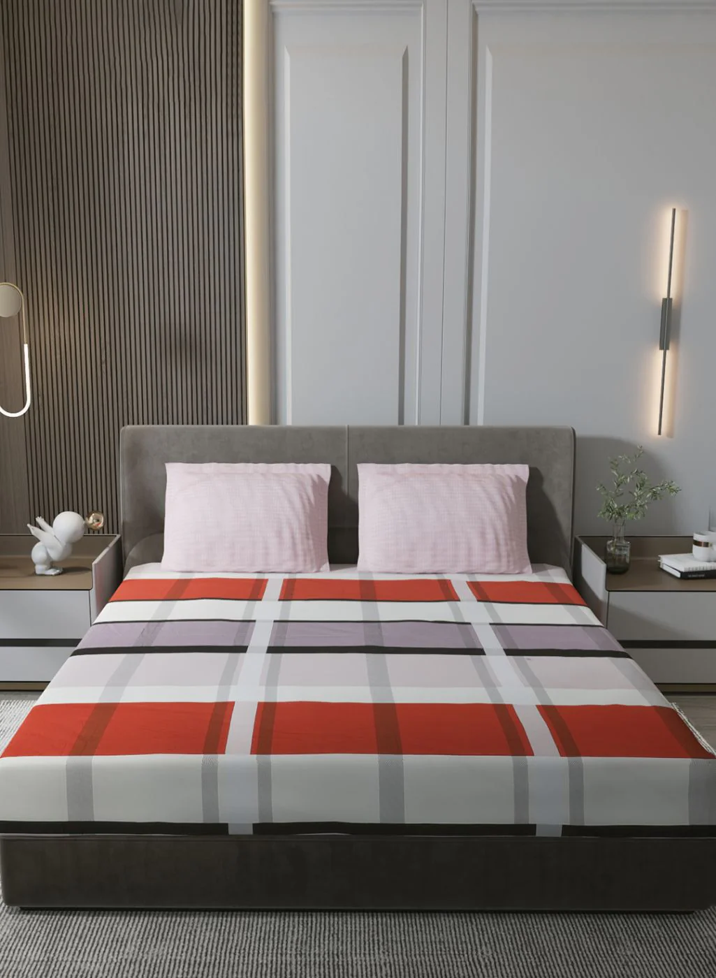 200TC Pure Cotton King Bedsheet with 2 Pillow Covers - Image 2