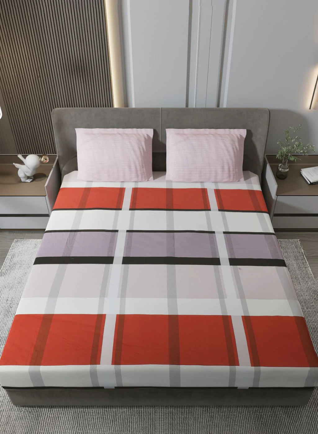 200TC Pure Cotton King Bedsheet with 2 Pillow Covers - Image 3