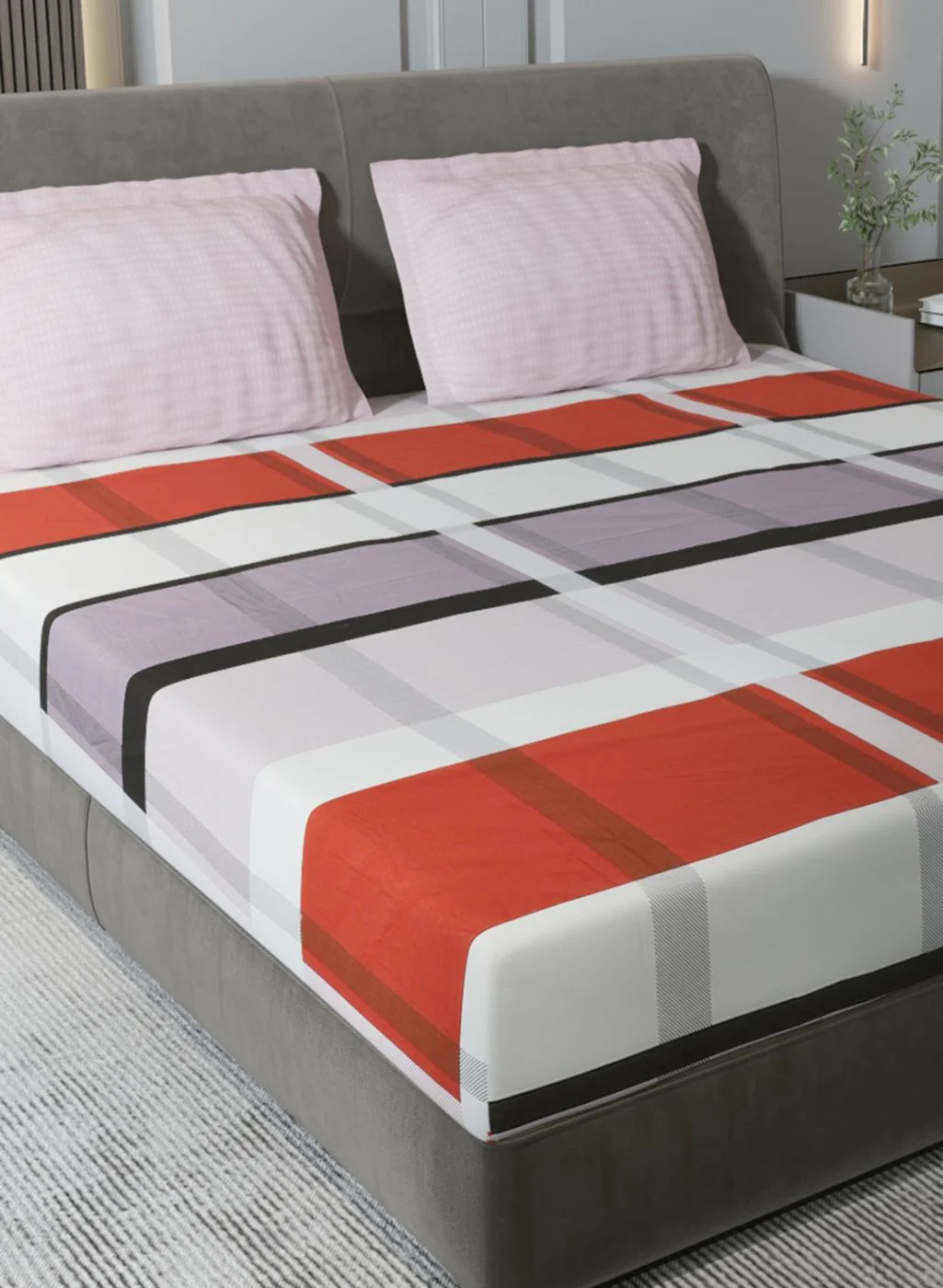 200TC Pure Cotton King Bedsheet with 2 Pillow Covers - Image 4