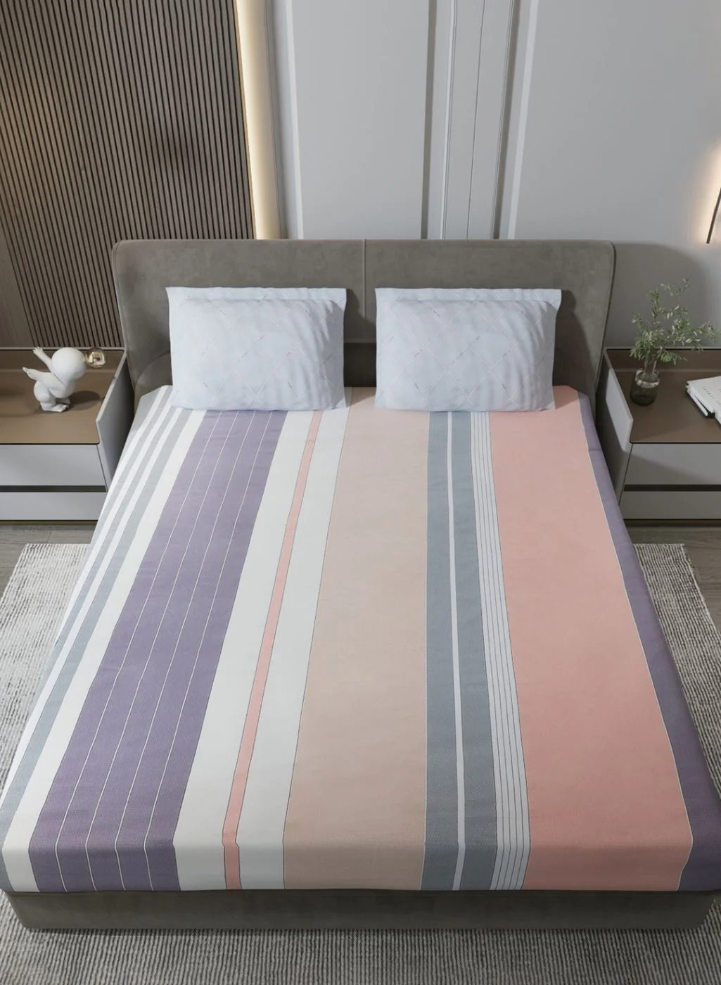 200TC Pure Cotton King Bedsheet with 2 Pillow Covers - Image 3