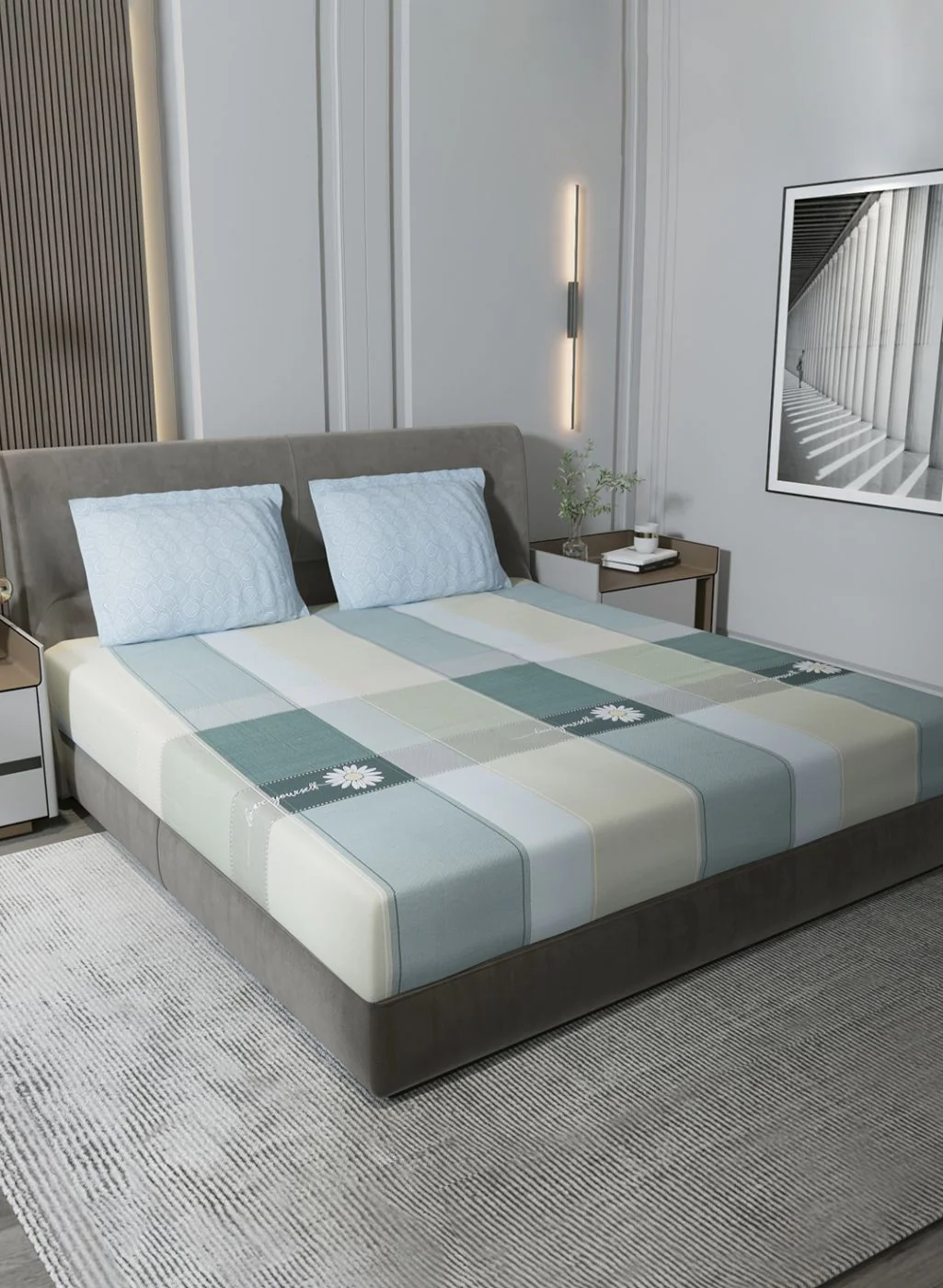 200TC Pure Cotton King Bedsheet with 2 Pillow Covers