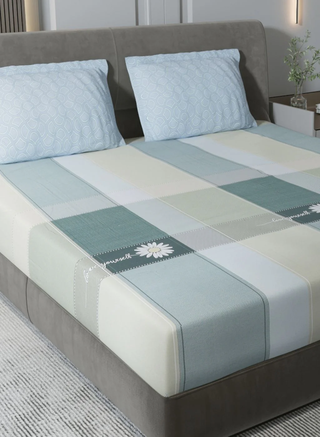 200TC Pure Cotton King Bedsheet with 2 Pillow Covers - Image 4