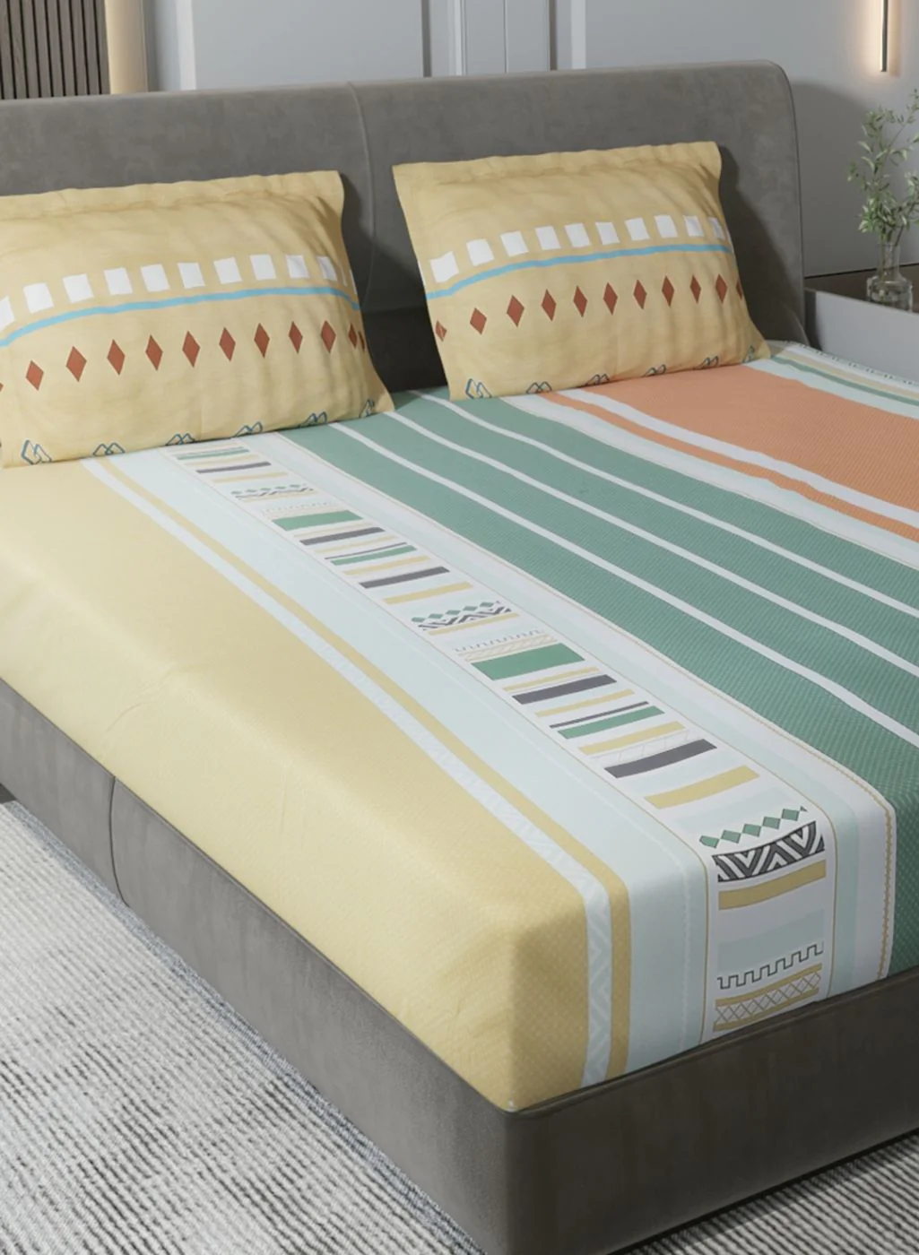 200TC Pure Cotton King Bedsheet with 2 Pillow Covers - Image 4