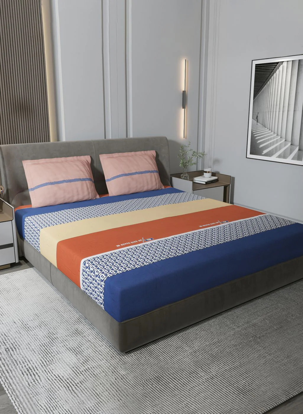 200TC Pure Cotton King Bedsheet with 2 Pillow Covers - Image 2