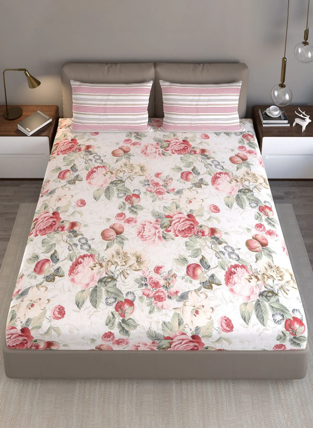 200TC Pure Cotton Queen Bedsheet with 2 Pillow Covers - Image 3