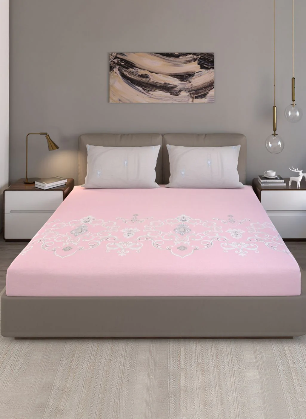 200TC Pure Cotton Queen Bedsheet with 2 Pillow Covers - Image 2
