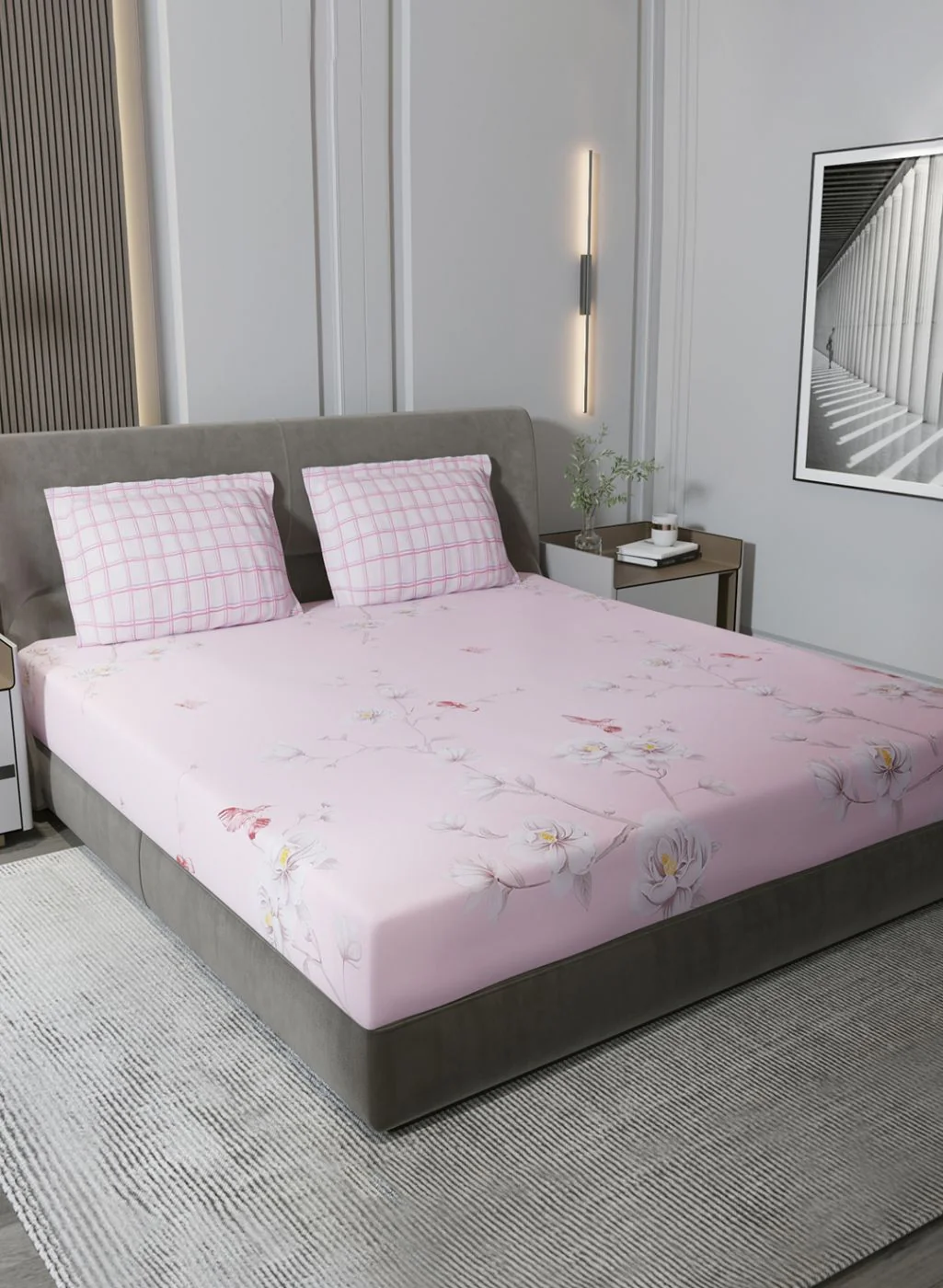 200TC Pure Cotton Queen Bedsheet with 2 Pillow Covers