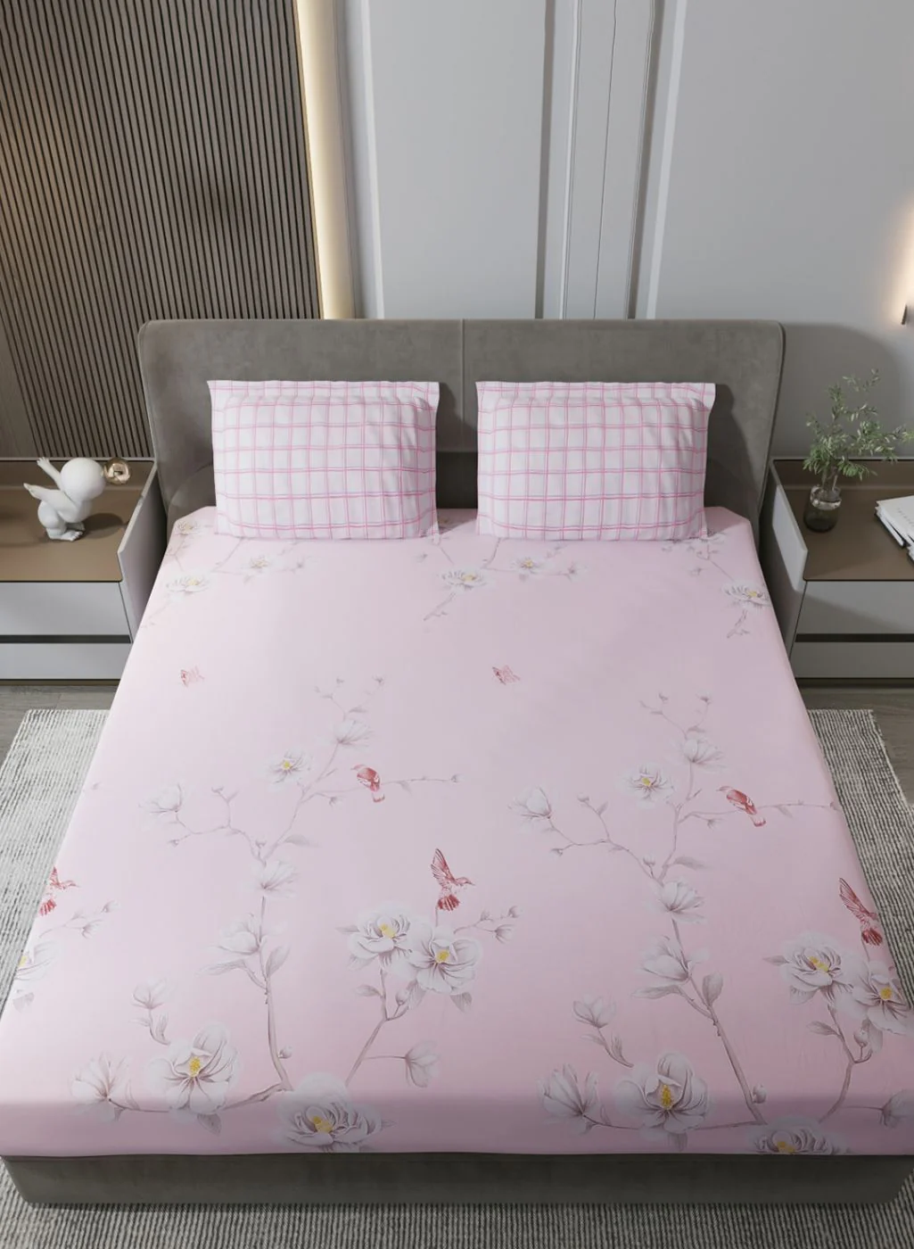 200TC Pure Cotton Queen Bedsheet with 2 Pillow Covers - Image 3