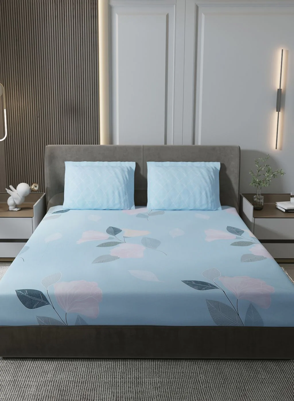 200TC Pure Cotton Queen Bedsheet with 2 Pillow Covers - Image 2