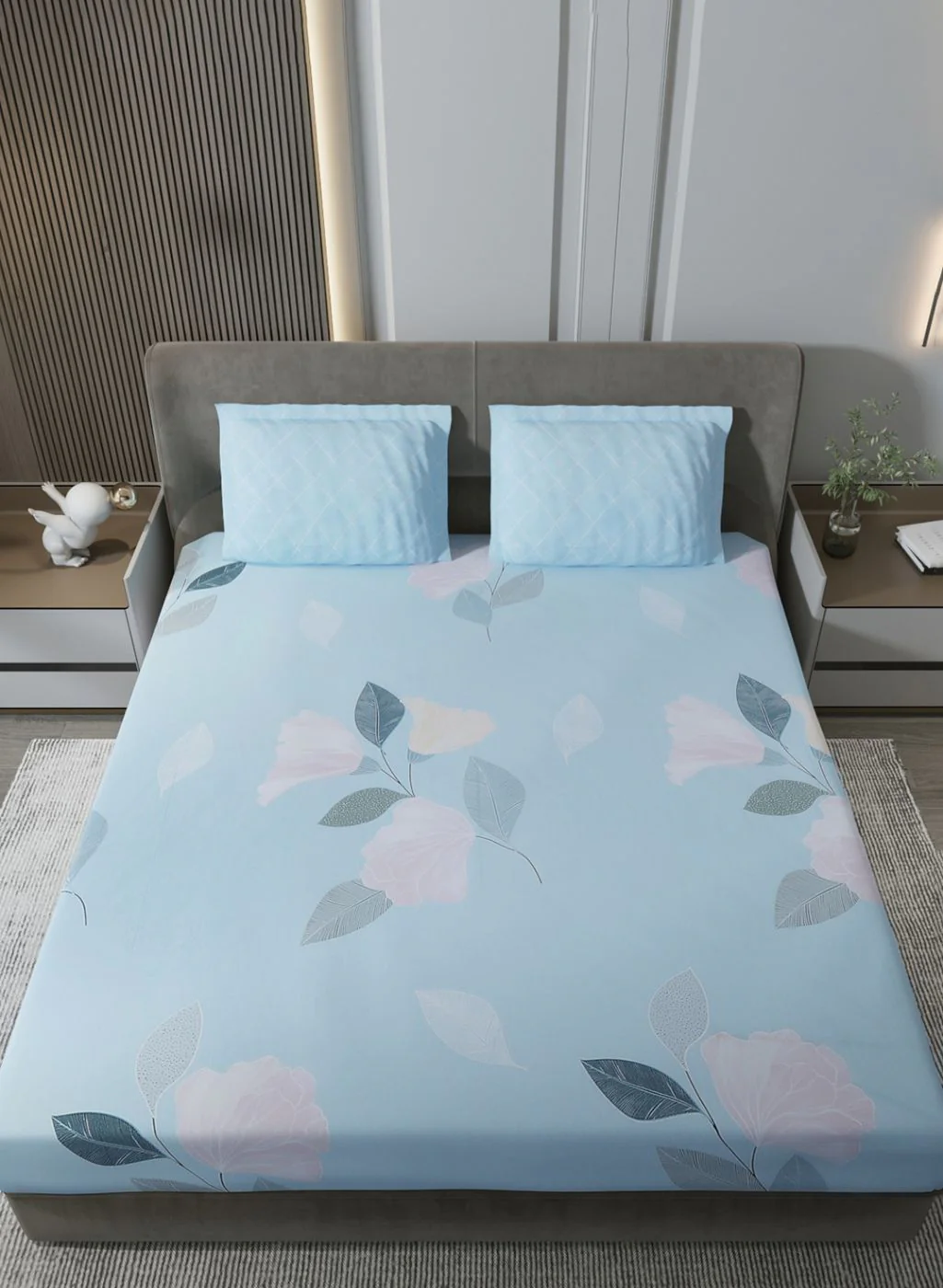200TC Pure Cotton Queen Bedsheet with 2 Pillow Covers - Image 3