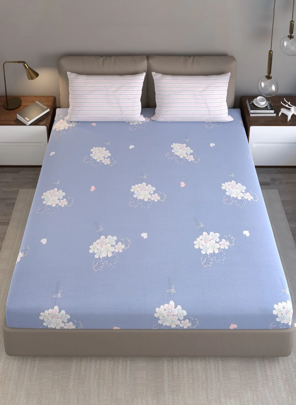 200TC Pure Cotton Queen Bedsheet with 2 Pillow Covers - Image 3