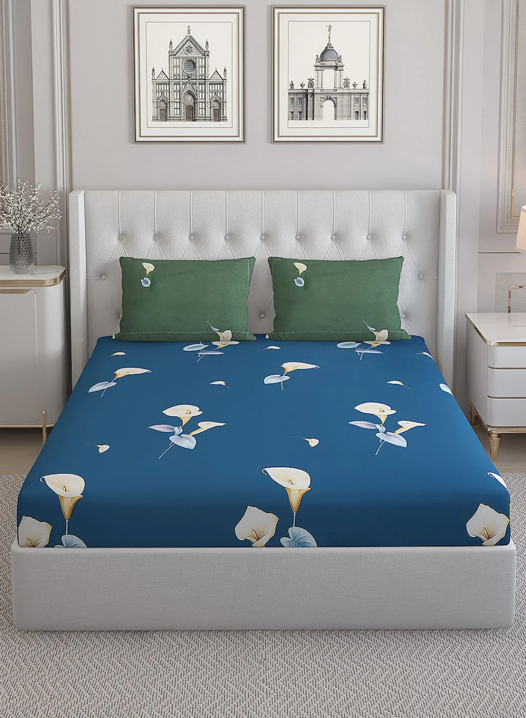 200TC Pure Cotton Queen Bedsheet with 2 Pillow Covers - Image 2