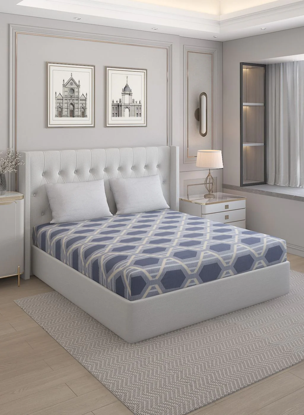 200TC Pure Cotton Queen Bedsheet with 2 Pillow Covers