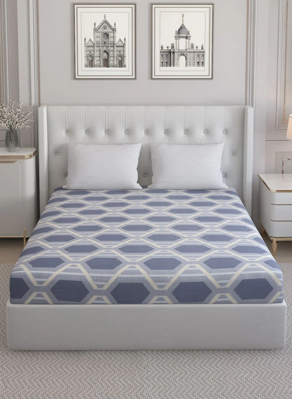 200TC Pure Cotton Queen Bedsheet with 2 Pillow Covers - Image 2
