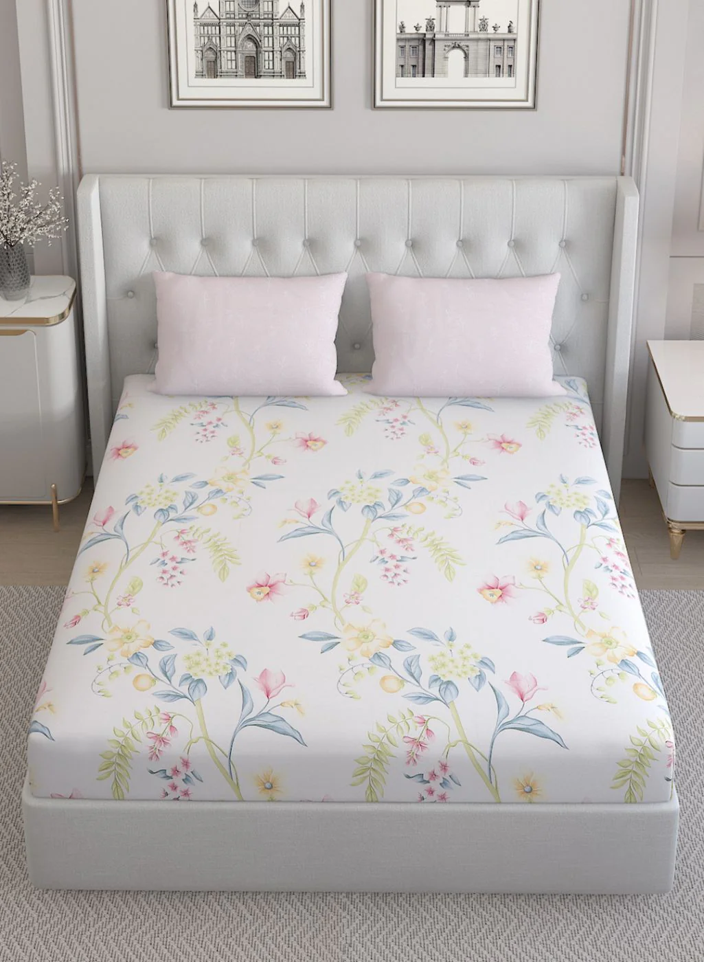 200TC Pure Cotton Queen Bedsheet with 2 Pillow Covers - Image 3