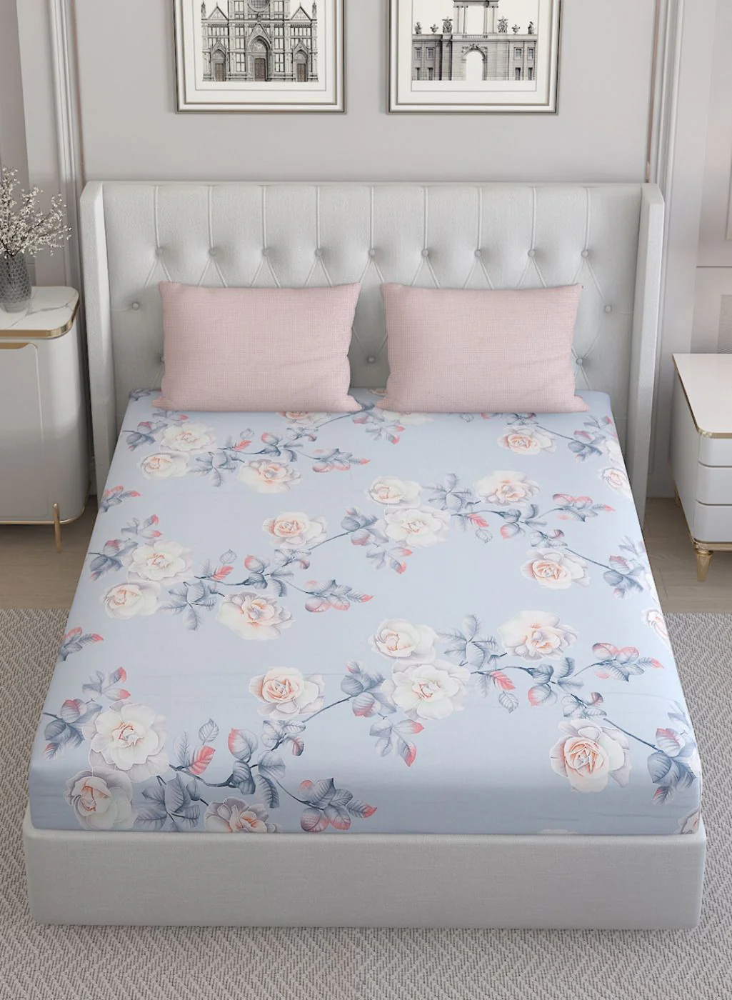 200TC Pure Cotton Queen Bedsheet with 2 Pillow Covers - Image 3