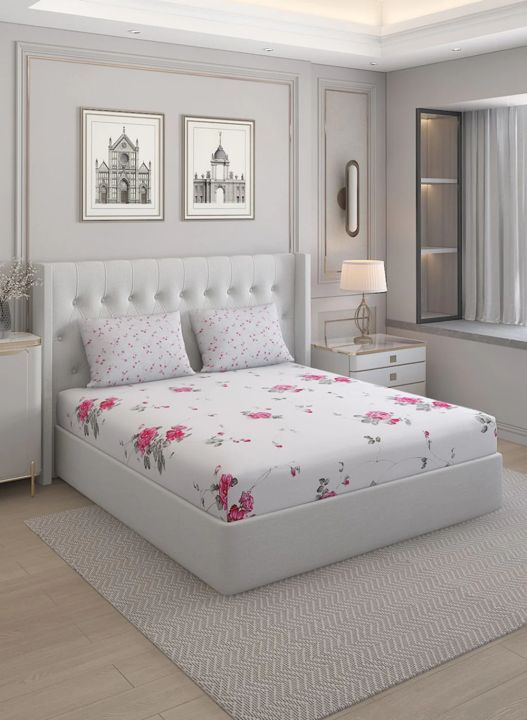 200TC Pure Cotton Queen Bedsheet with 2 Pillow Covers