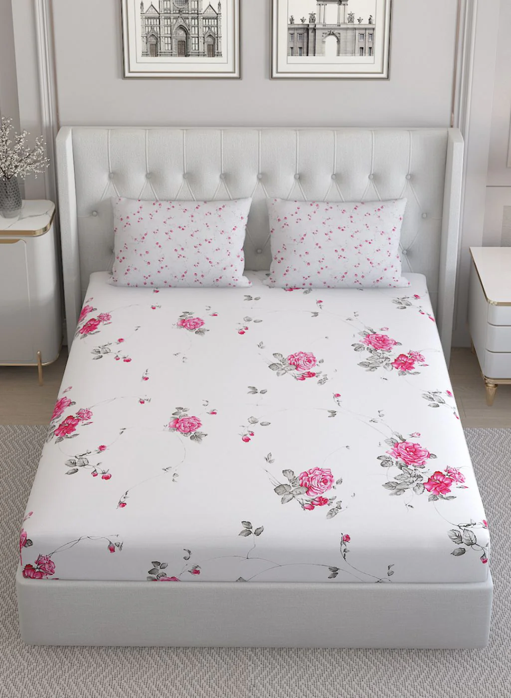 200TC Pure Cotton Queen Bedsheet with 2 Pillow Covers - Image 3