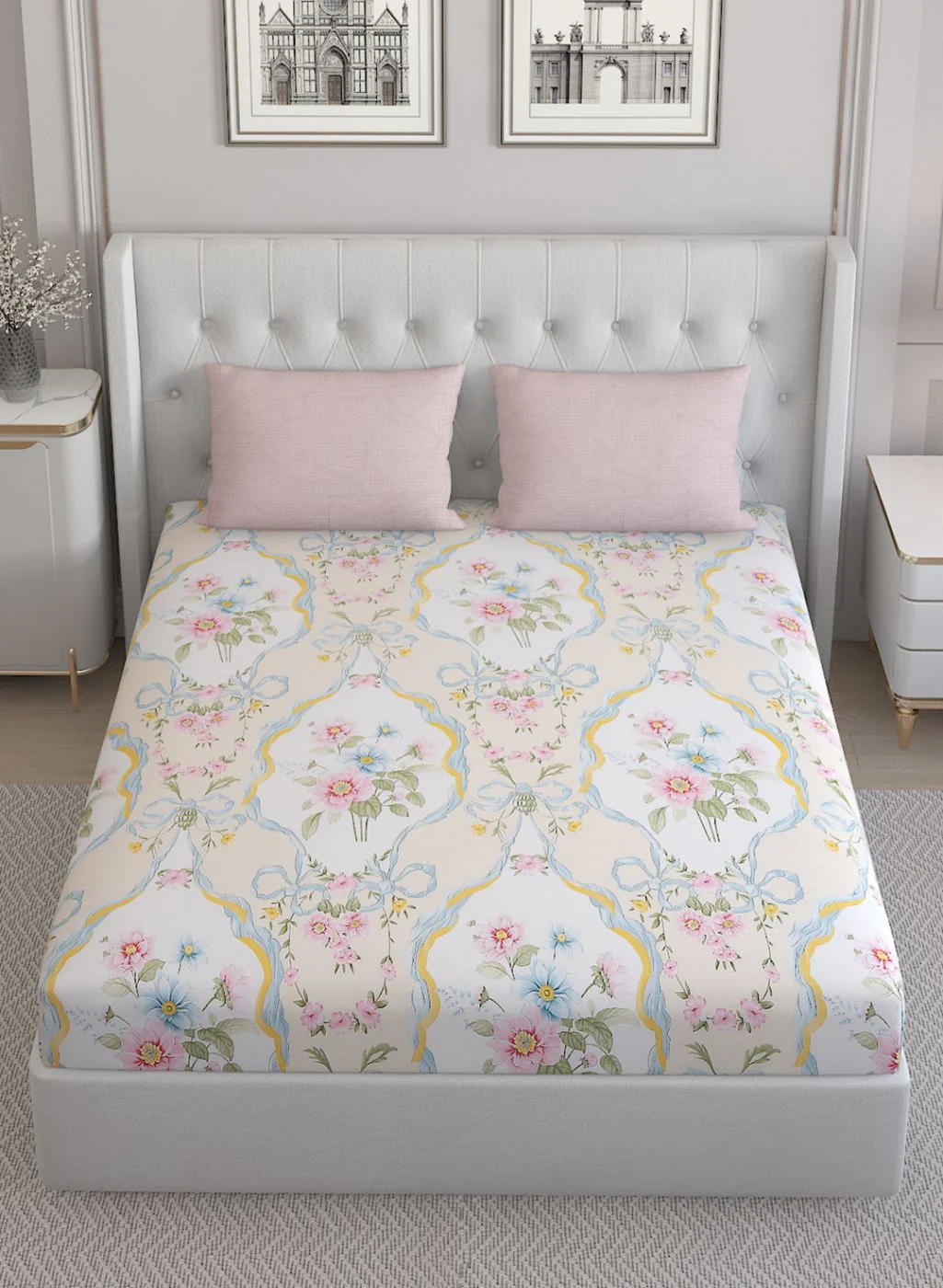 200TC Pure Cotton Queen Bedsheet with 2 Pillow Covers - Image 3