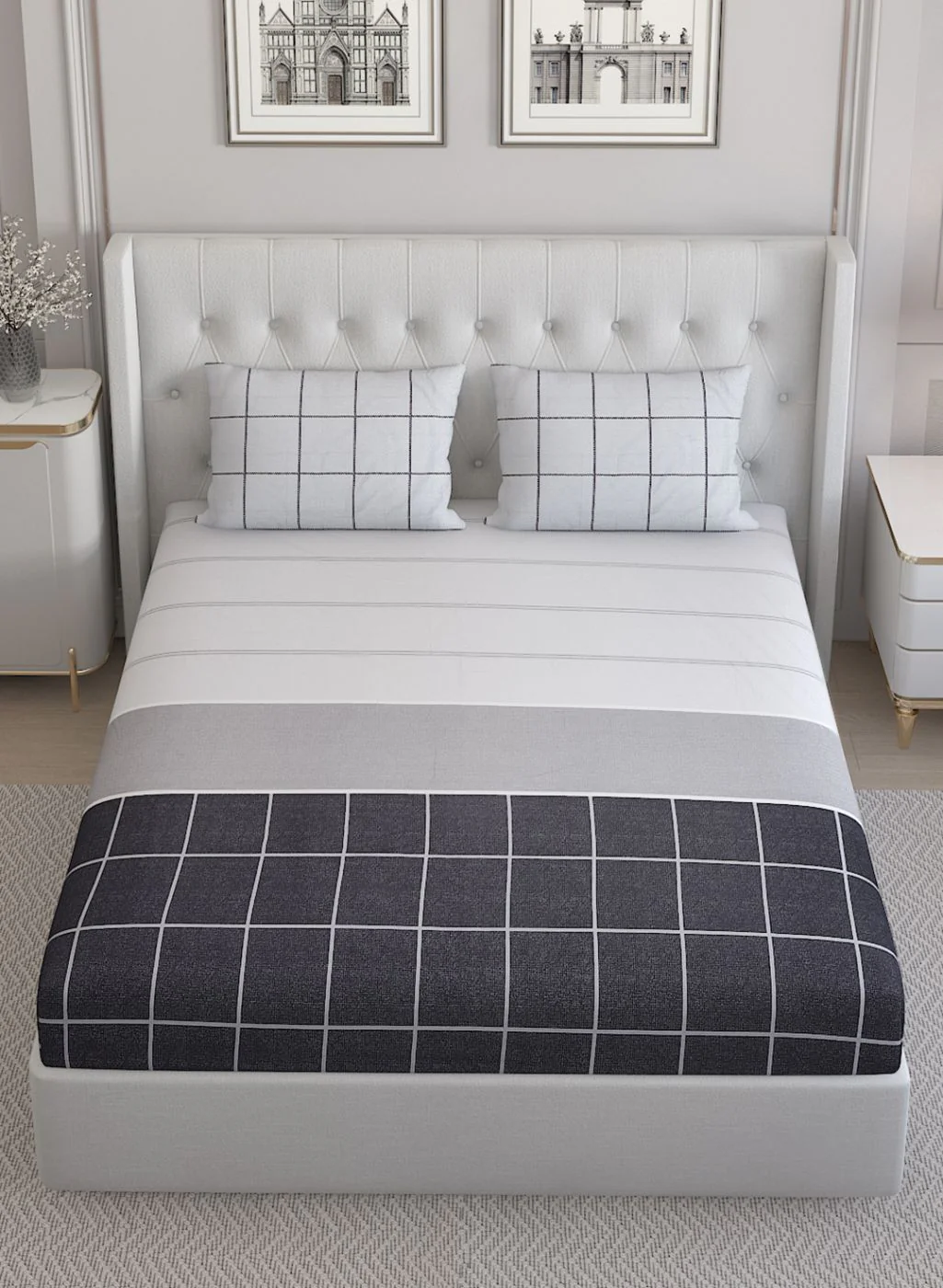 200TC Pure Cotton Queen Bedsheet with 2 Pillow Covers - Image 3