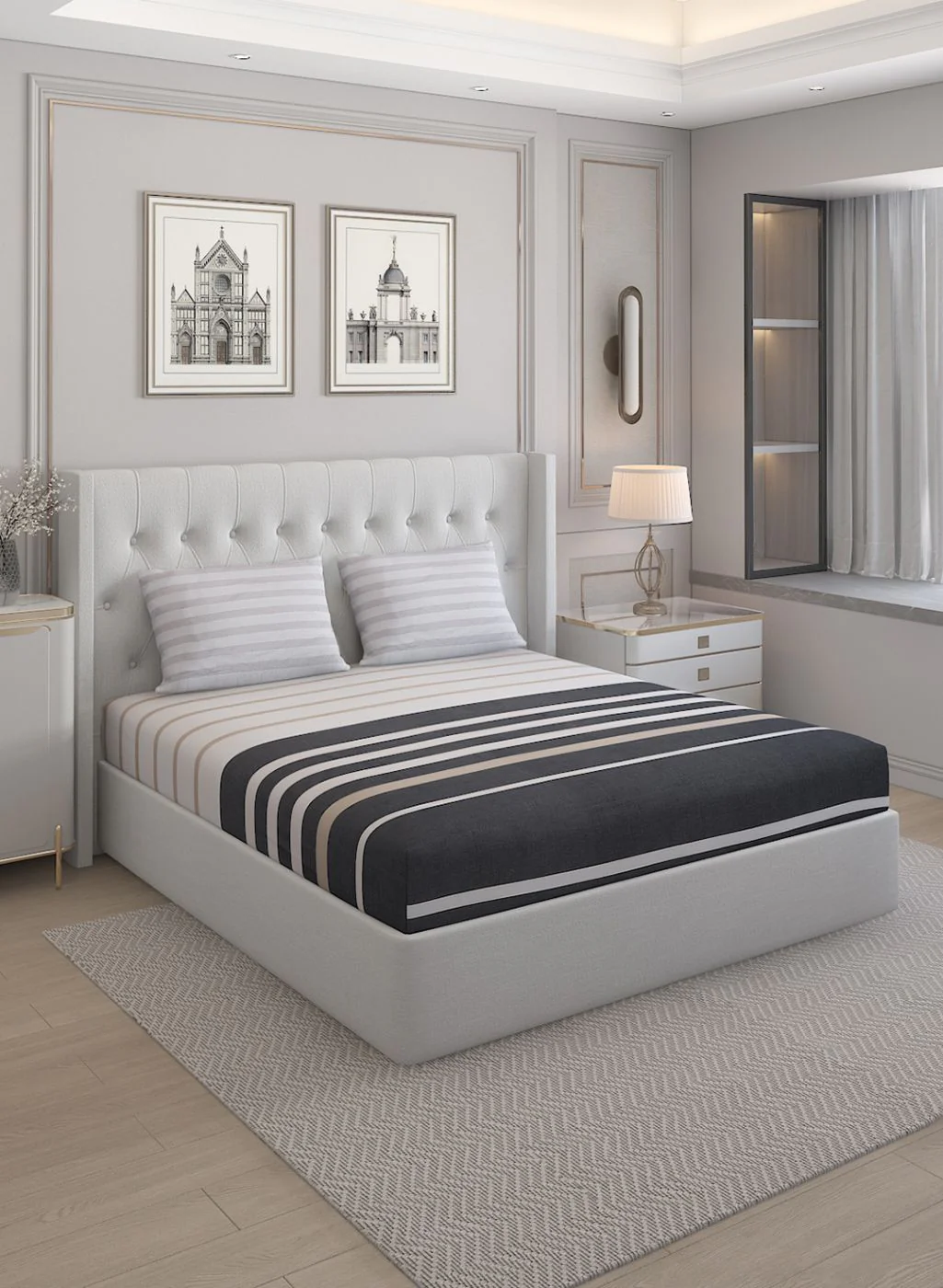 200TC Pure Cotton Queen Bedsheet with 2 Pillow Covers