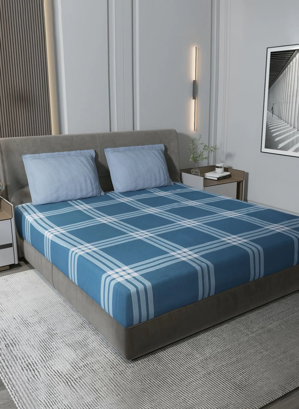 200TC Pure Cotton Queen Bedsheet with 2 Pillow Covers