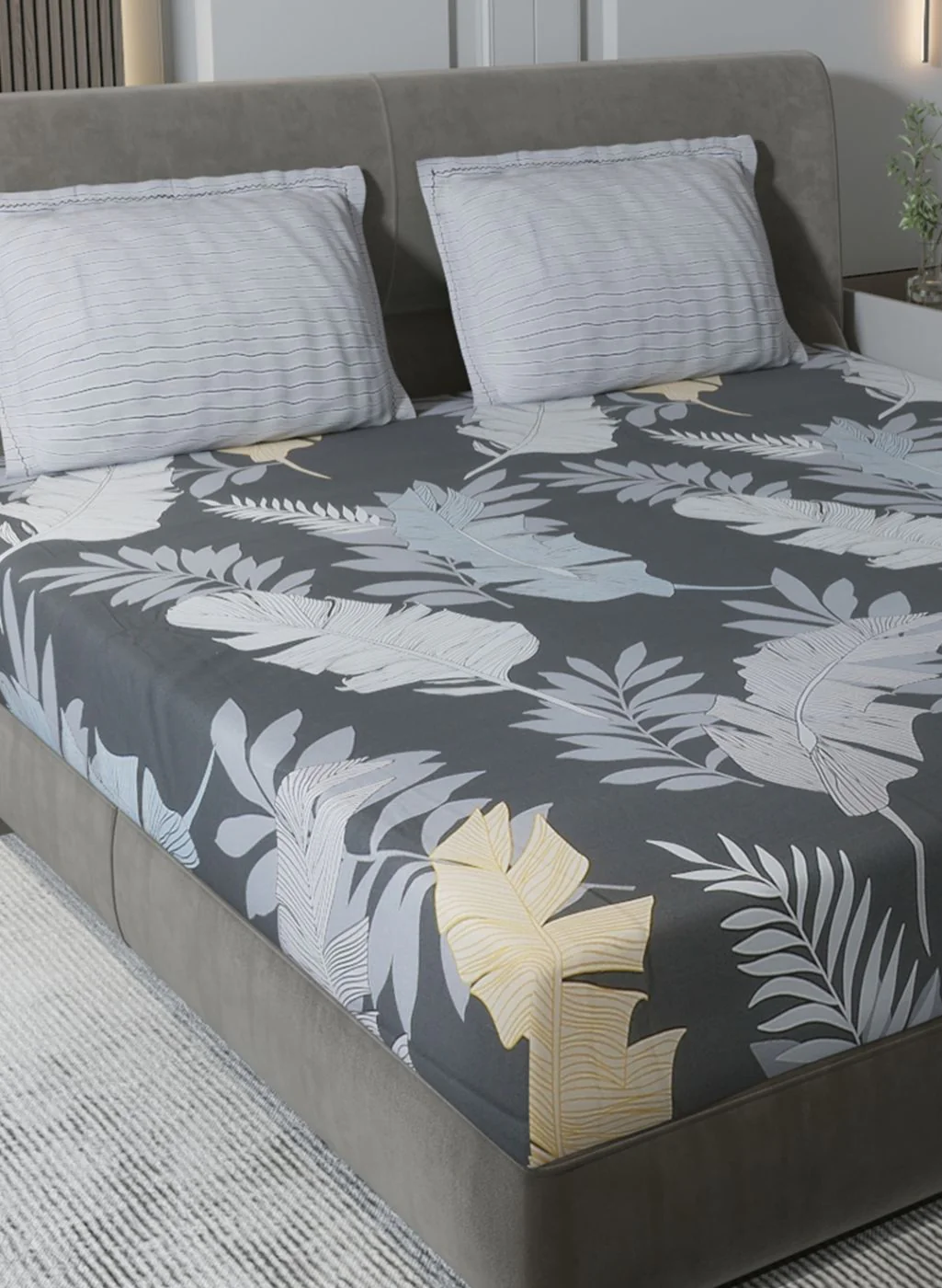 200TC Pure Cotton Queen Bedsheet with 2 Pillow Covers - Image 4