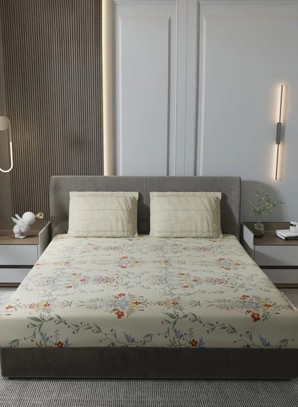 200TC Pure Cotton Queen Bedsheet with 2 Pillow Covers - Image 2