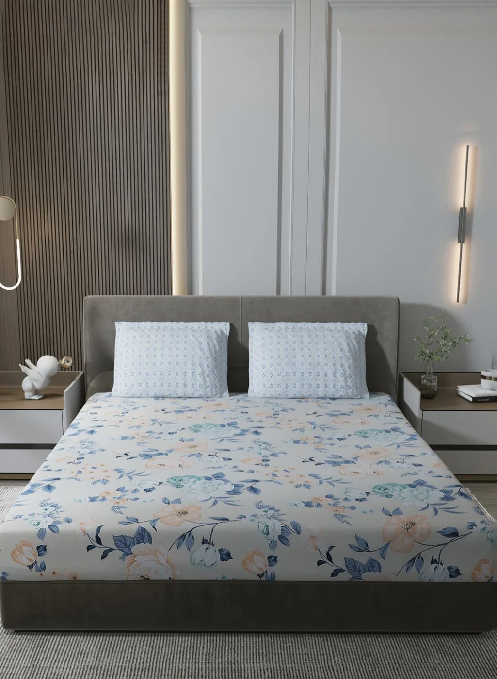 200TC Pure Cotton Queen Bedsheet with 2 Pillow Covers - Image 2