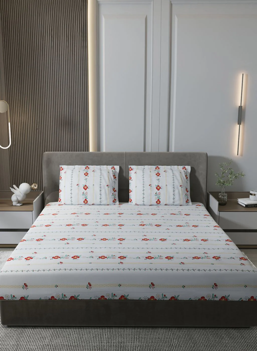 200TC Pure Cotton Queen Bedsheet with 2 Pillow Covers - Image 2
