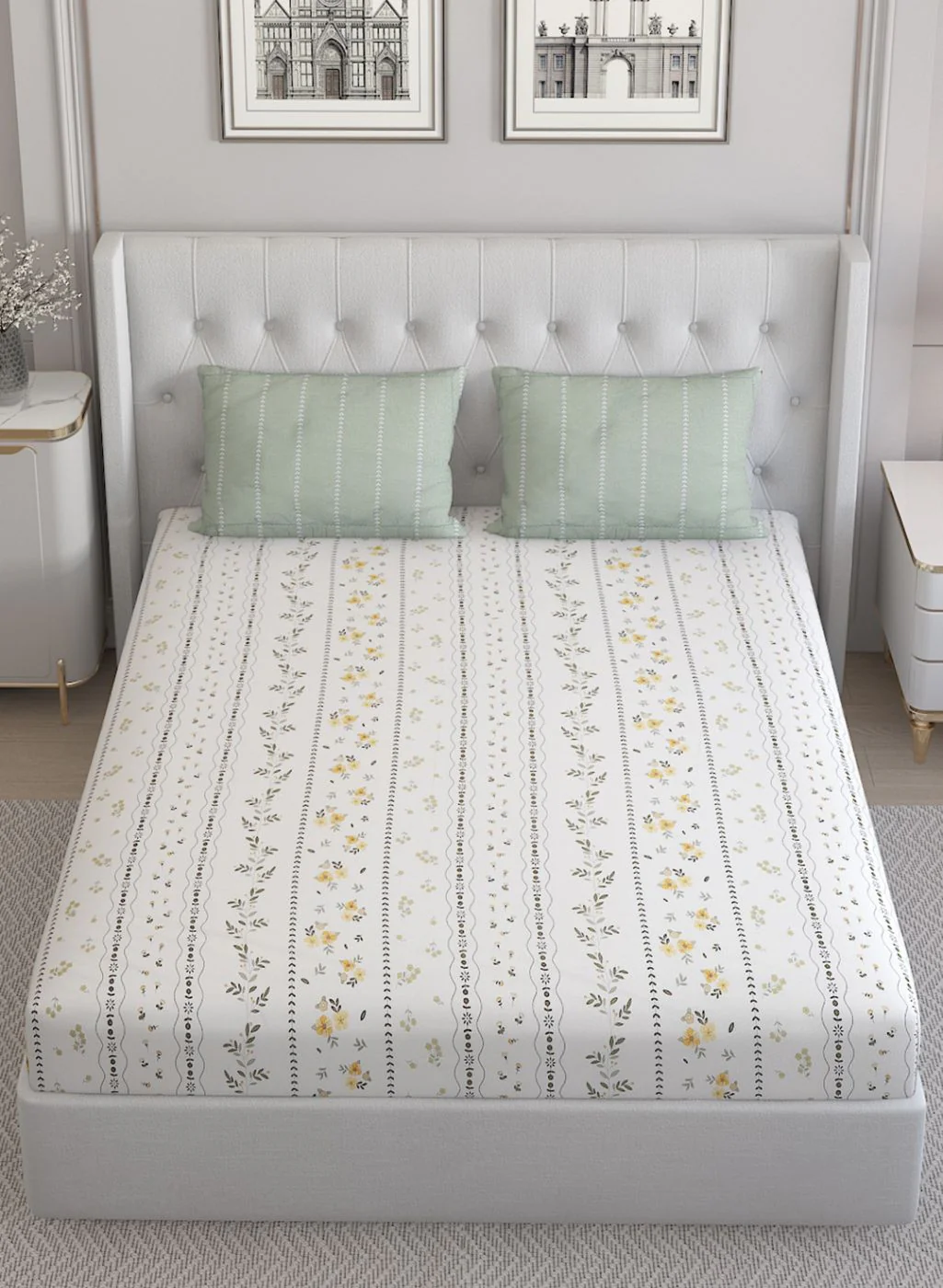 200TC Pure Cotton Queen Bedsheet with 2 Pillow Covers - Image 3