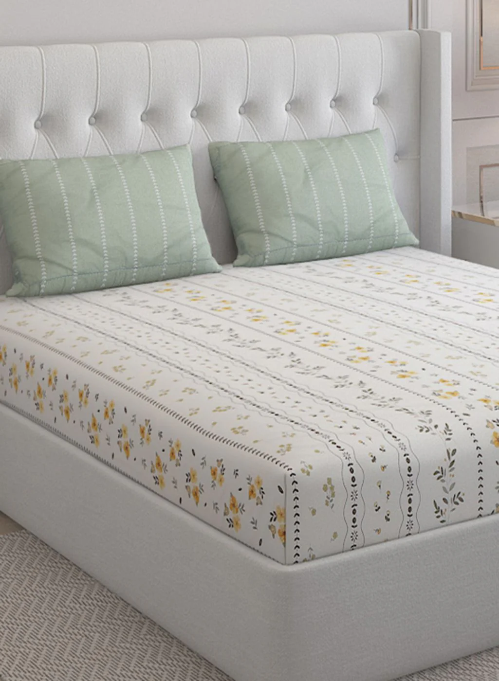 200TC Pure Cotton Queen Bedsheet with 2 Pillow Covers - Image 4