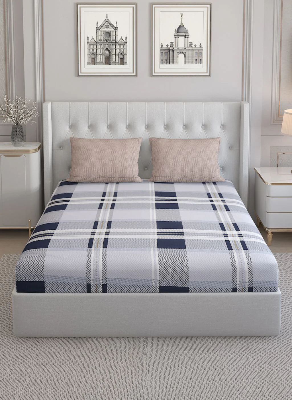 200TC Pure Cotton Queen Bedsheet with 2 Pillow Covers - Image 2