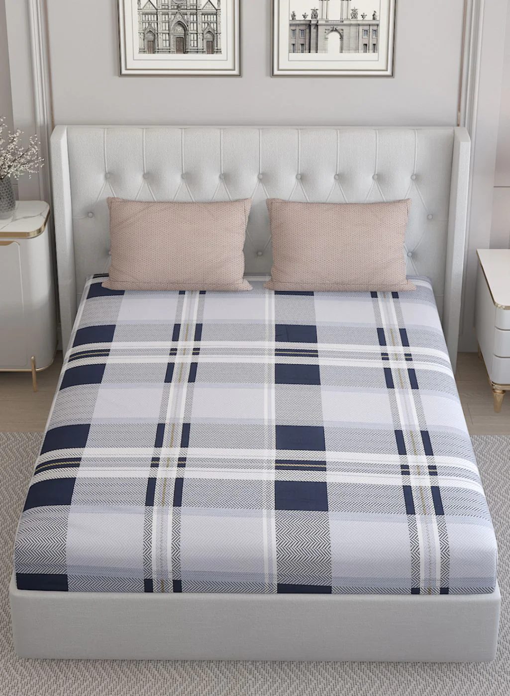 200TC Pure Cotton Queen Bedsheet with 2 Pillow Covers - Image 3