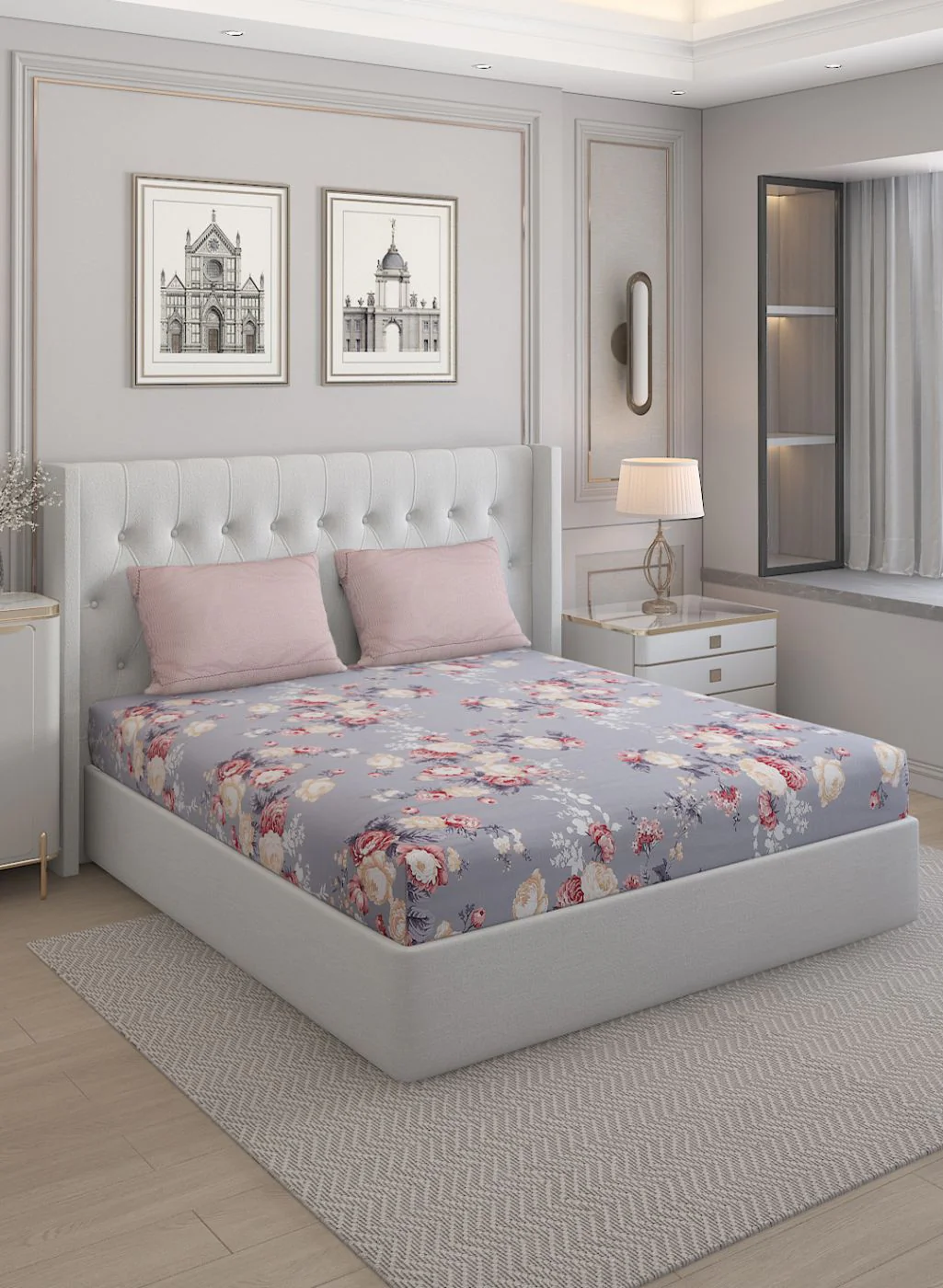 200TC Pure Cotton Queen Bedsheet with 2 Pillow Covers