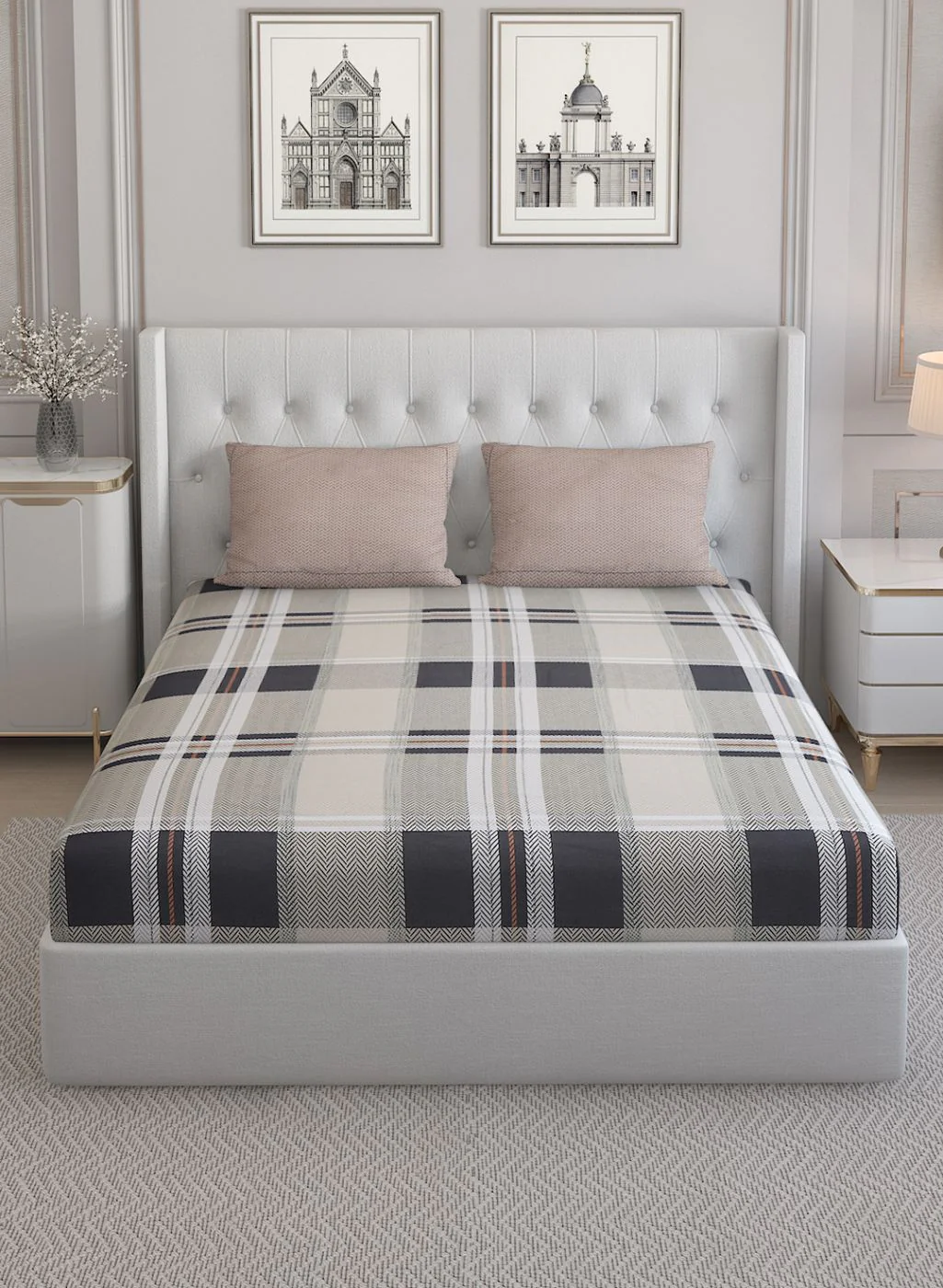 200TC Pure Cotton Queen Bedsheet with 2 Pillow Covers - Image 2