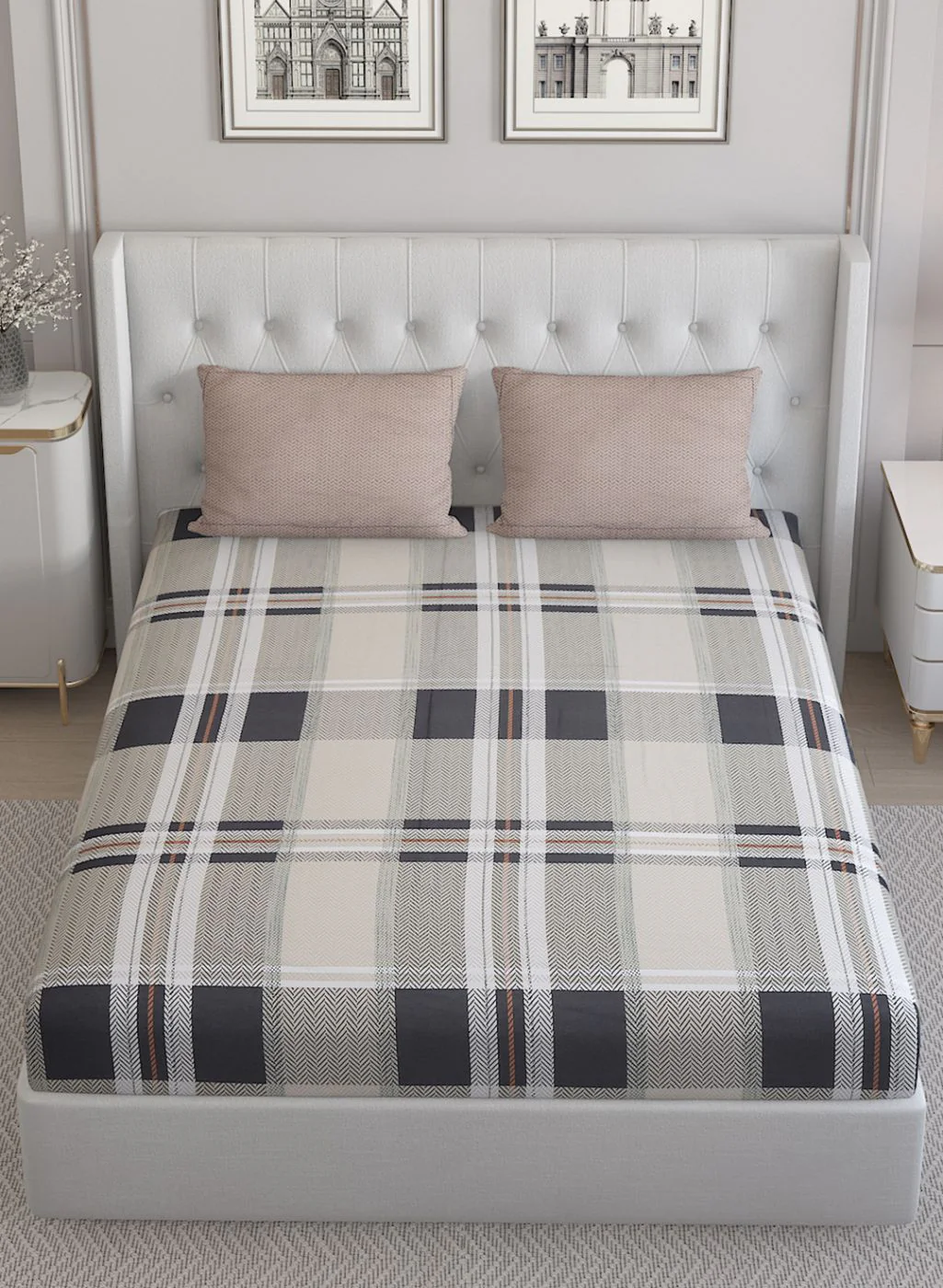 200TC Pure Cotton Queen Bedsheet with 2 Pillow Covers - Image 3