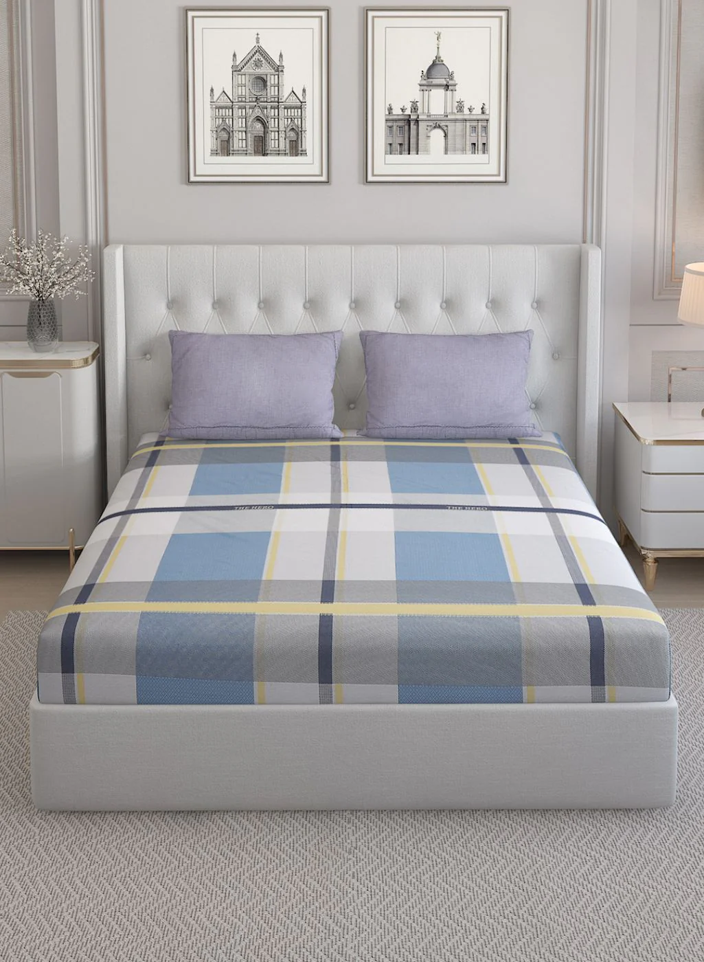 200TC Pure Cotton Queen Bedsheet with 2 Pillow Covers - Image 2